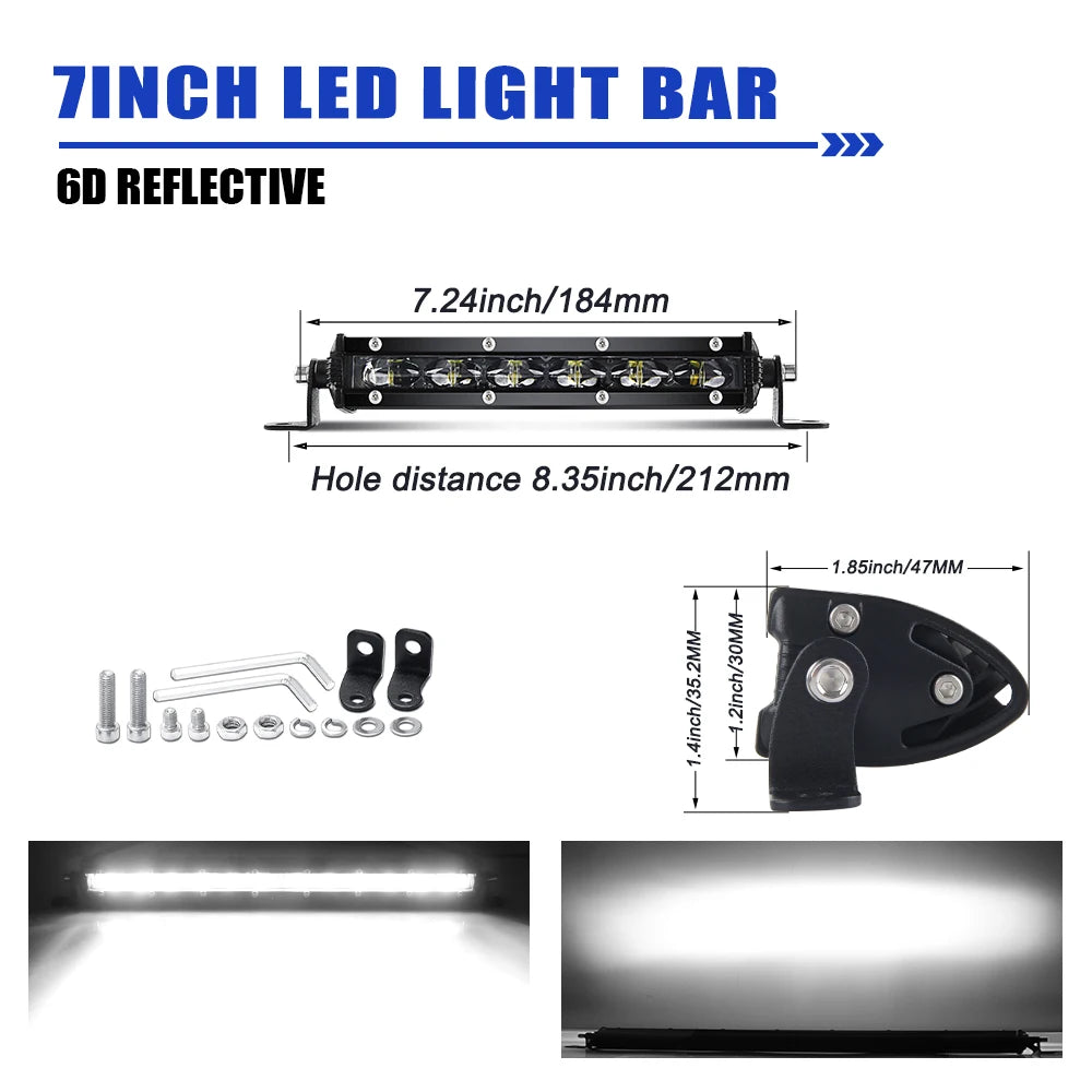 HAOLIDE 6D 7inch 14inch 20inch 26inch 38inch 50inch 1 Row Utral Slim Led Light Bar Driving Light 6000k White for Offroad SUV UTV 7inch 1pcs Magic Electronics Sa3788b9f49c04782924bf223df96e8d6J 7inch 1pcs