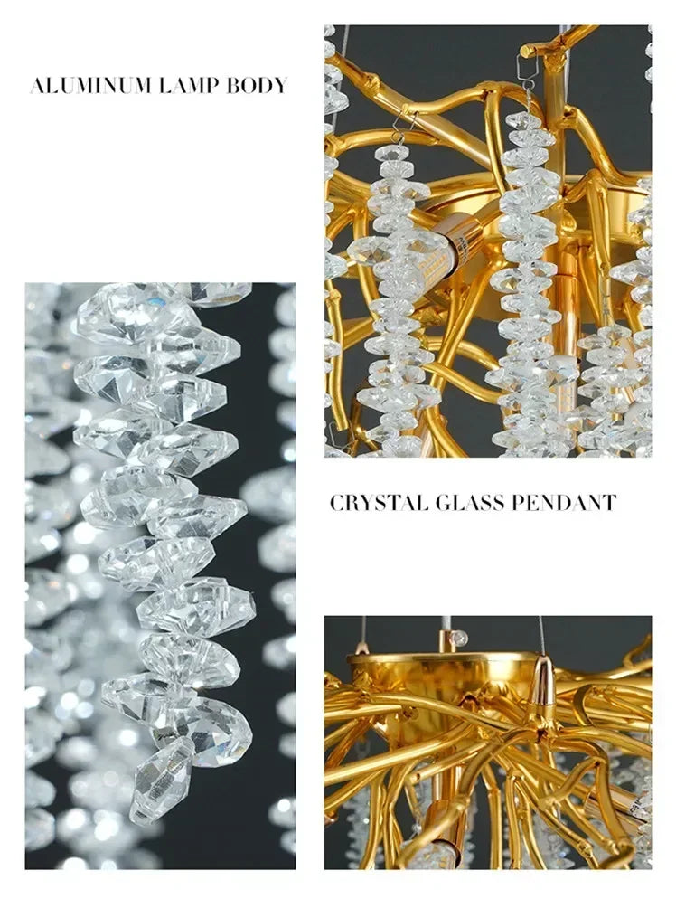 Modern Luxury Gold Branch Tassel Crystal LED Pendant Light Dining Room Living Room Indoor Home Decoration Atmosphere Fixtures Magic Electronics Sa3ca5f905a3e454cbba158ca0410f095L