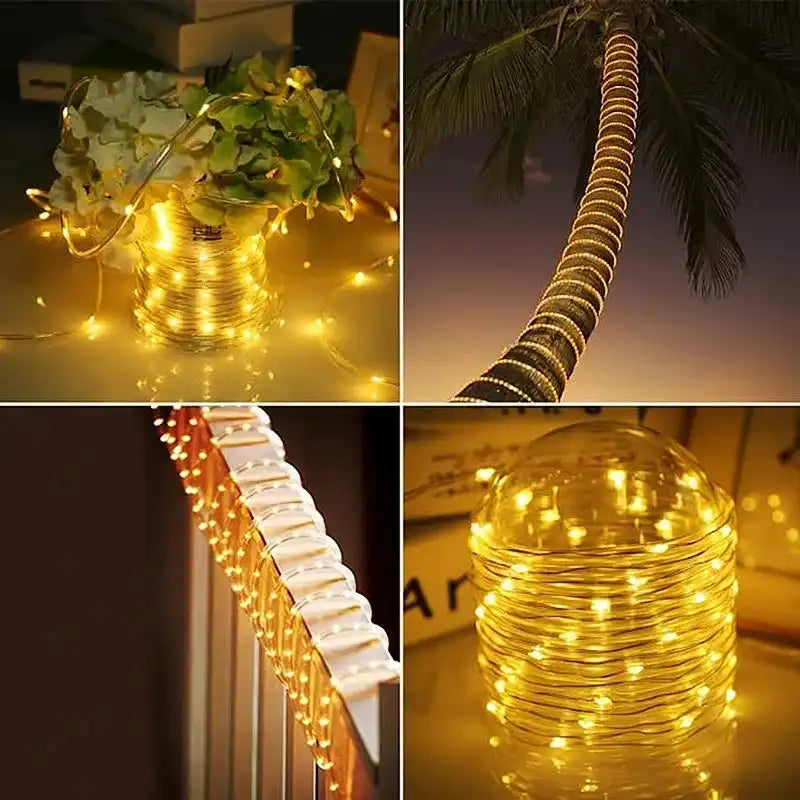 Solar String Lights Outdoor Waterproof LED Strip Rope Tube Lamp Christmas Fairy Garland String Lights for Garden Tree Yard Fence - Magic Electronics