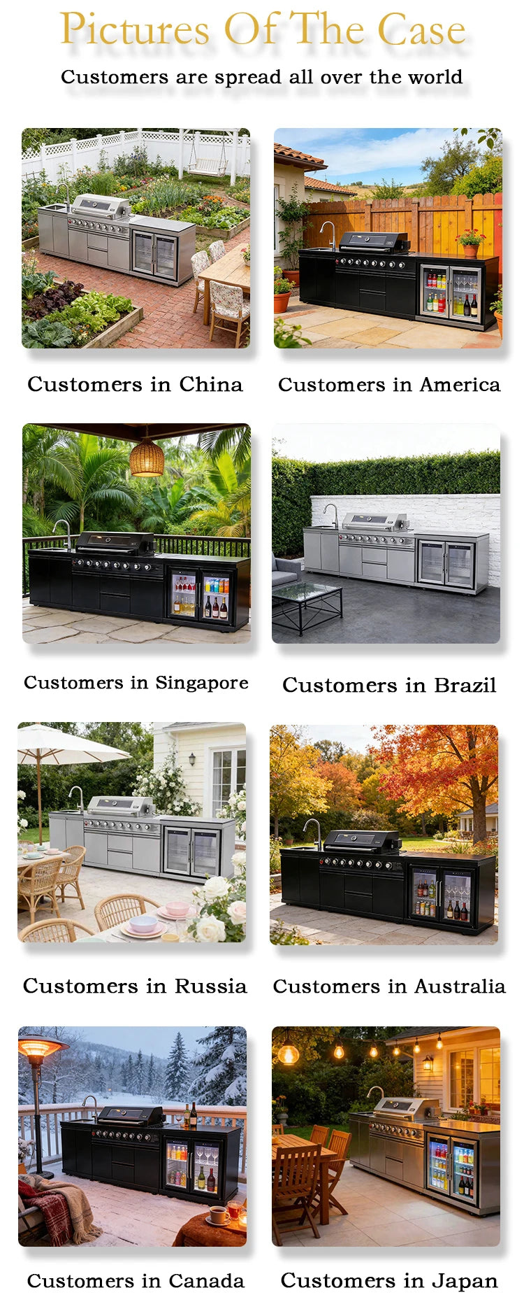 A Full Kitchen Suite Including Grill Cooktop Sink And Fridge With Waterproof Custom Outdoor Stainless Steel Cabinet For Backyard - Magic Electronics
