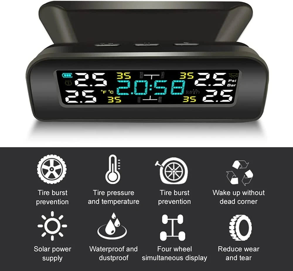 Universal Smart Solar TPMS Tire Pressure Sensor Car Tire Pressure Monitoring System with 4 Wheel Internal External Sensors TMPS Magic Electronics Sa43c8ad93f0445d98595e9b918a0150dS
