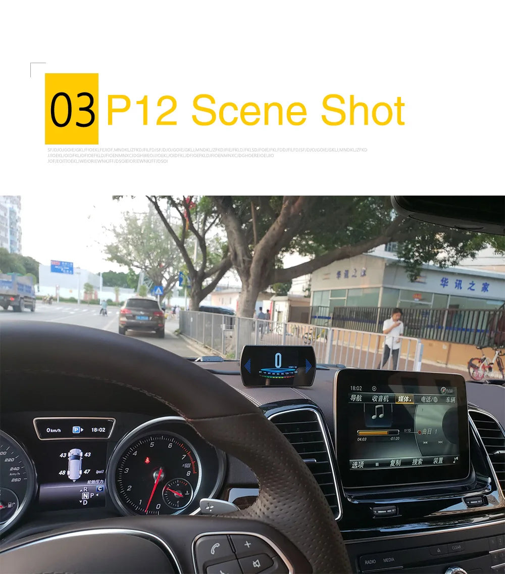 Multi-functions P12S Car HUD Head Up Display OBD2 On-board Computer Water Temp Fuel Consumption LCD Digital Speedometer Gauge Magic Electronics Sa4b52dfea5b3498587ec2d03bb72cdb4p