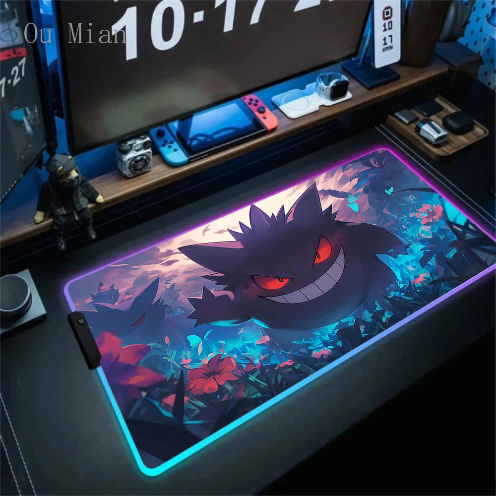 RGB G-Gengar Mousepad Pokemon LED Purple Mouse Pad Gaming Accessories Ghost Big Extended Keyboard Carpet PC Anime Desk Mats FF06618 Magic Electronics Sa566855742014e6c995655a3c3091e047 FF06618