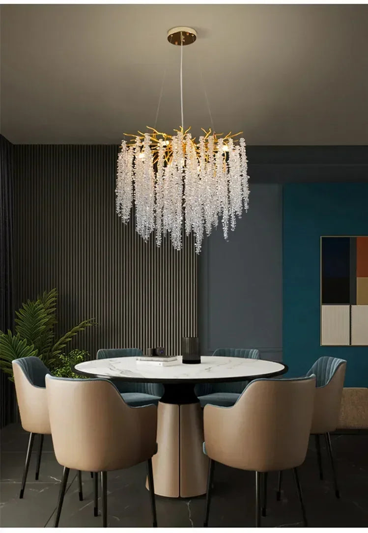 Modern Luxury Gold Branch Tassel Crystal LED Pendant Light Dining Room Living Room Indoor Home Decoration Atmosphere Fixtures Magic Electronics Sa58f39ec195b4286a9aabc46a2c700e9f