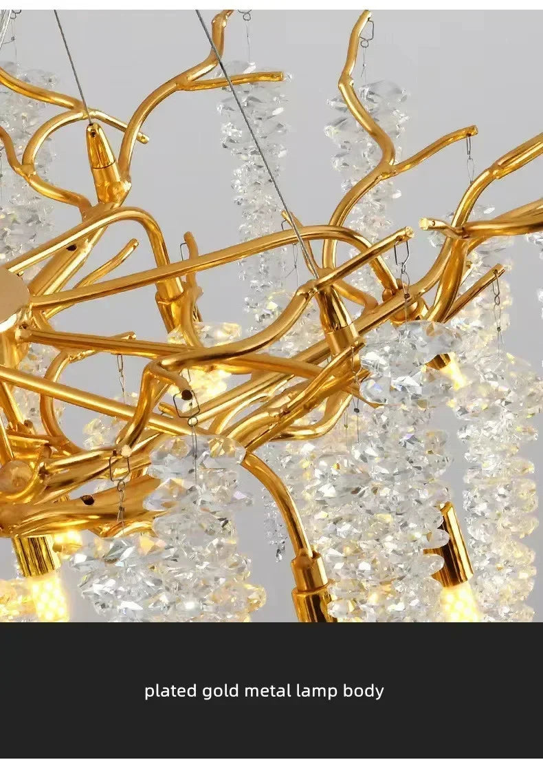 Modern Luxury Gold Branch Tassel Crystal LED Pendant Light Dining Room Living Room Indoor Home Decoration Atmosphere Fixtures Magic Electronics Sa606c41108e8459fa06cffae88eddde3N
