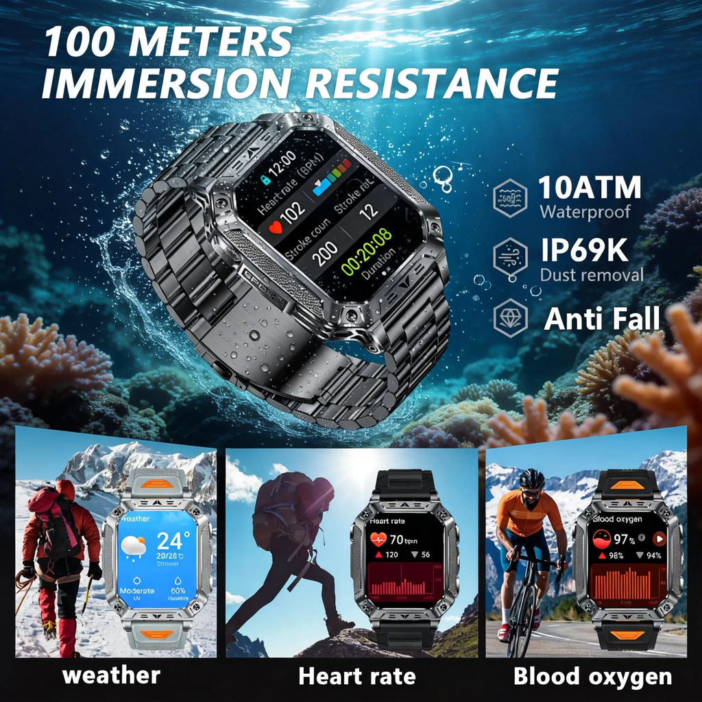 2026 Military outdoor SmartWatch Fitness Clock Men 2.01 inch AMOLED Screen 1400mAh Battery Flashlight Call Waterproof Smart Band Magic Electronics Sa7c173db07004553bd0d32e85dfa604fD