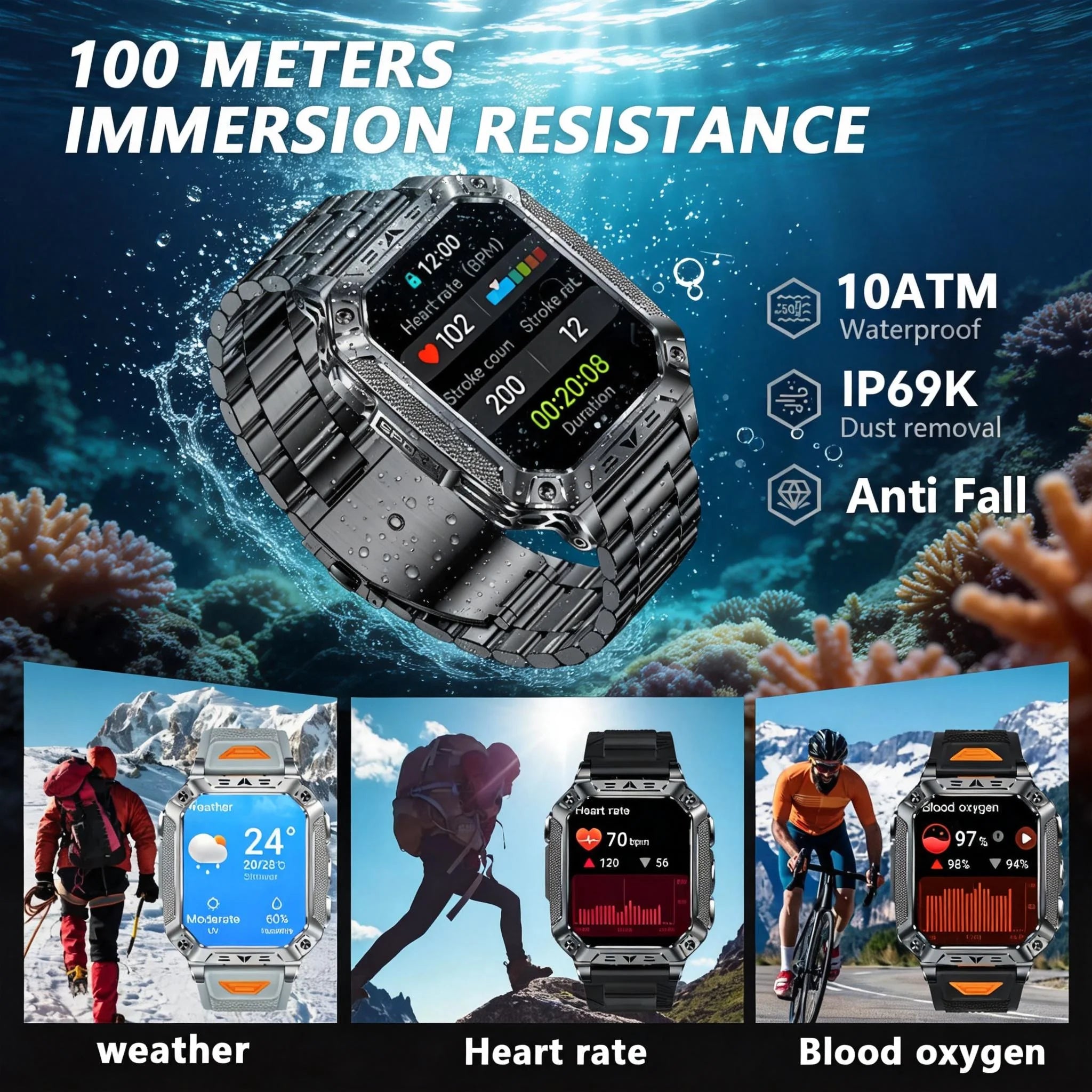 2026 Military outdoor SmartWatch Fitness Clock Men 2.01 inch AMOLED Screen 1400mAh Battery Flashlight Call Waterproof Smart Band Magic Electronics Sa7c173db07004553bd0d32e85dfa604fD
