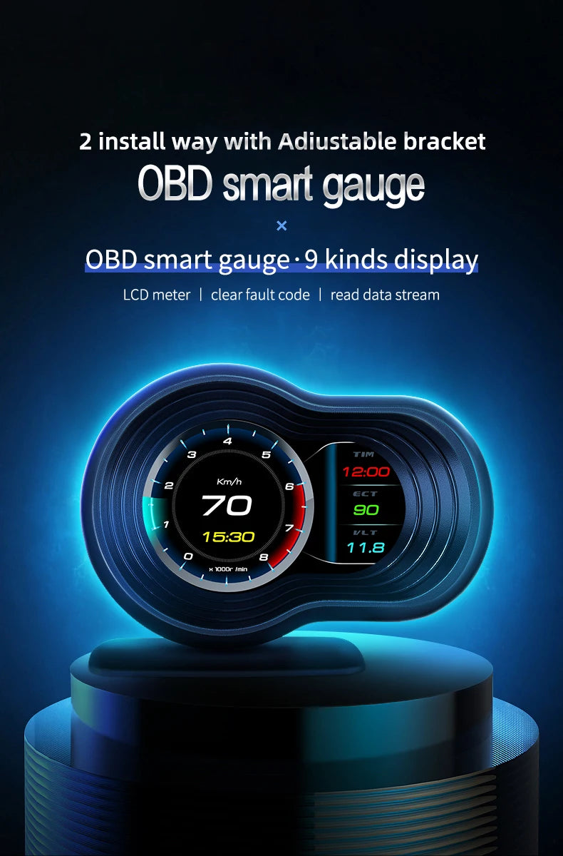 F9-OBD OBD2 GPS HUD Head Up Display Car Digital Speedometer Auto Over speed Alarm Meter Water Temp Fuel Consumption Gauges - Magic Electronics