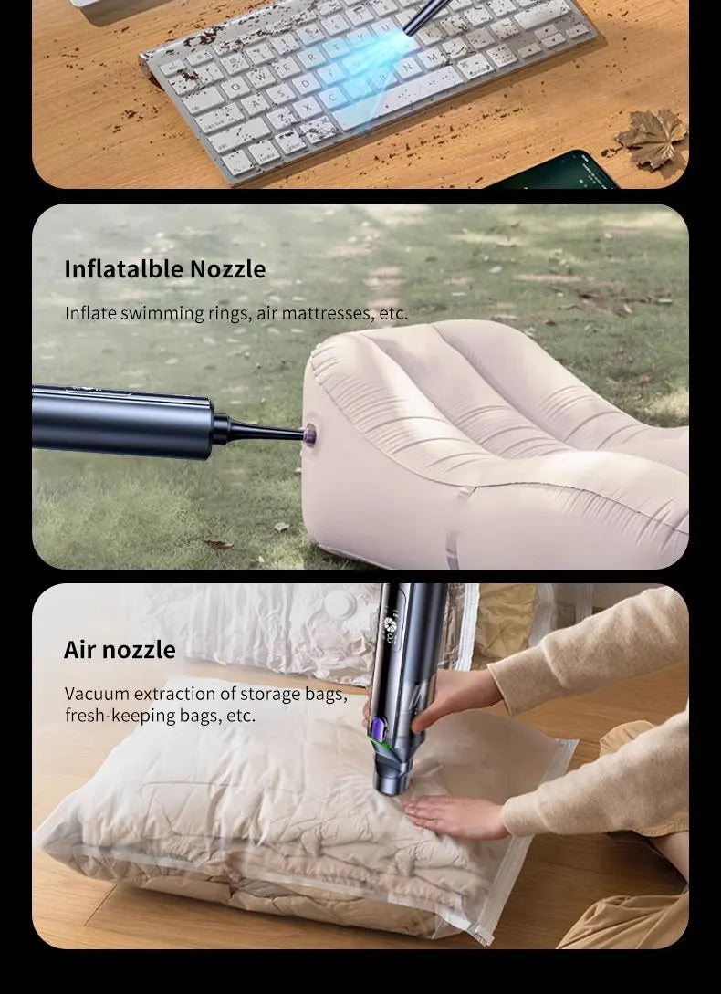 Cafele 15000Pa Wireless Vacuum Cleaner Portable Air Pump Vacuum Sealer Powerful Air Blower 4-in-1 For Car Home Office PC Clean Magic Electronics Sa880ac172bd44315bf1a9450adfa7866j