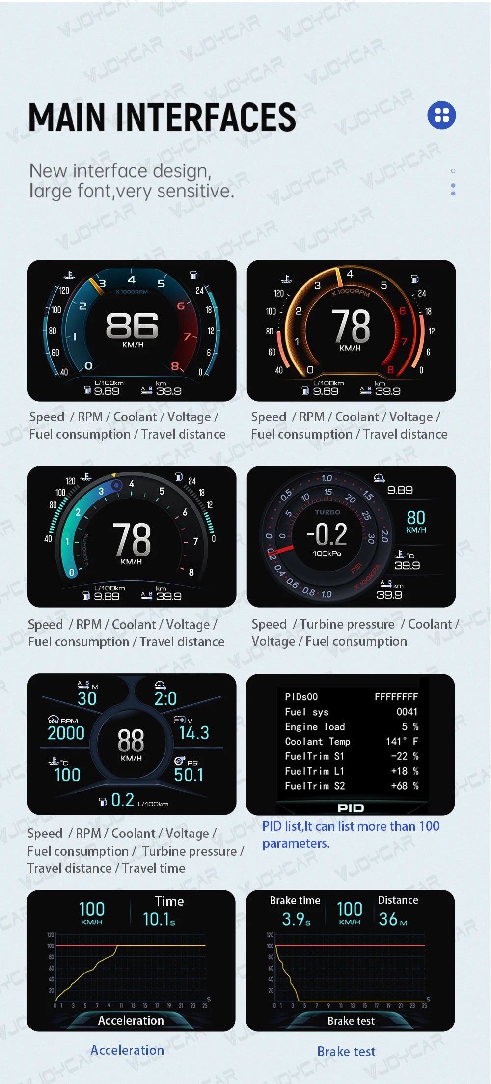 2023 Updated New V63S OBD2 HUD Gauge Car Head Up Display Multi-Function Dashboard Coolant / Oil Temp. Fuel Consumption Oil Level - Magic Electronics