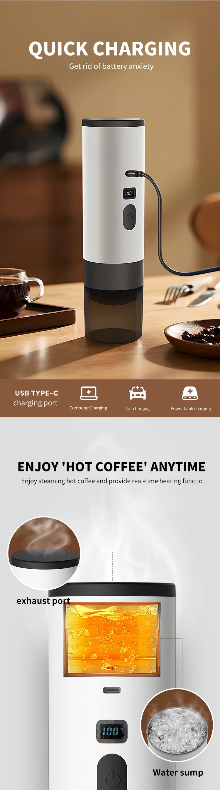 Portable Wireless Charging Coffee Machine 15BAR Multi-function 3 in 1 Fully Automatic Heating Overflow Capsule Coffee Machine Magic Electronics Sa907ee5781ea4603949f34c656bc56f5G