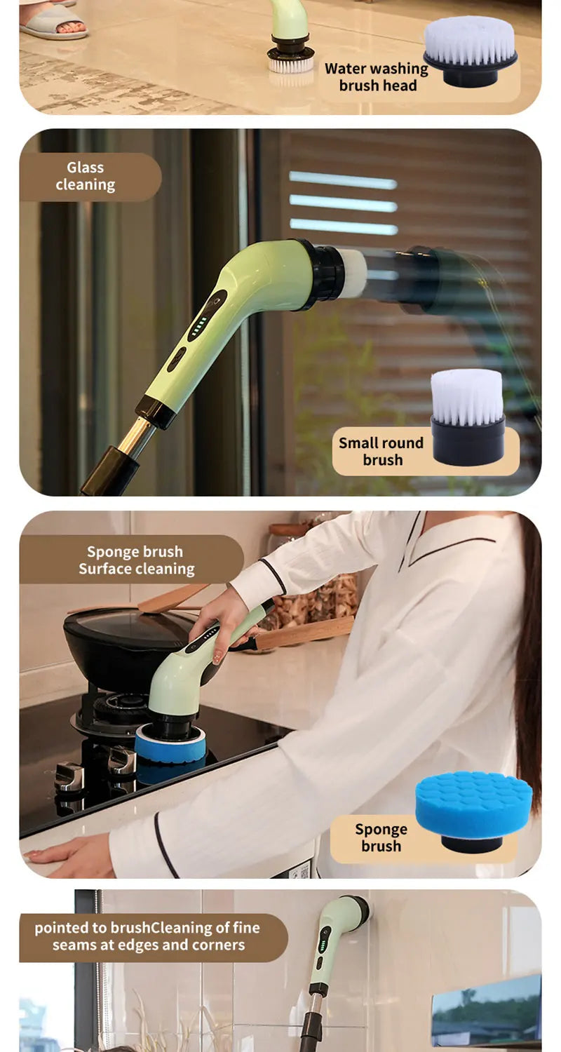 Electric Bathroom Cleaning Brush 9-in-1 Wireless Household Rotation Cleaning Brush for Bathroom Kitchen Toilet Cleaning Scrubber Magic Electronics Sa9430ee1b14e49e8b2f4fea3cea5c8fcj