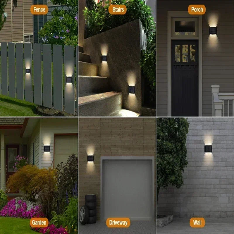 14/16 LED Solar Wall Lamp 1200mAh Outdoor Waterproof Up and Down Solar Lighting Light for Garden Fence Decoration Sunlight Light - Magic Electronics