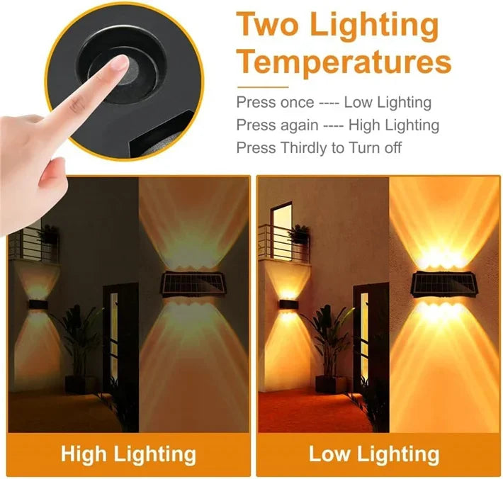 Solar LED Light Wall Lamp Outdoor Waterproof High Brightness Up And Down Luminous Lighting for Outdoor Garden Decoration - Magic Electronics