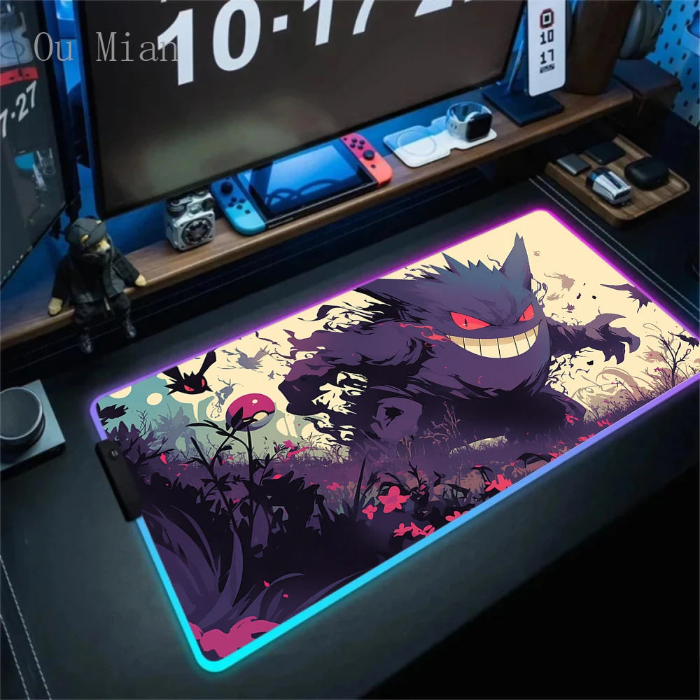 RGB G-Gengar Mousepad Pokemon LED Purple Mouse Pad Gaming Accessories Ghost Big Extended Keyboard Carpet PC Anime Desk Mats FF06605 Magic Electronics Saaec88fece6f48e1a76667b2bdb47c37V FF06605