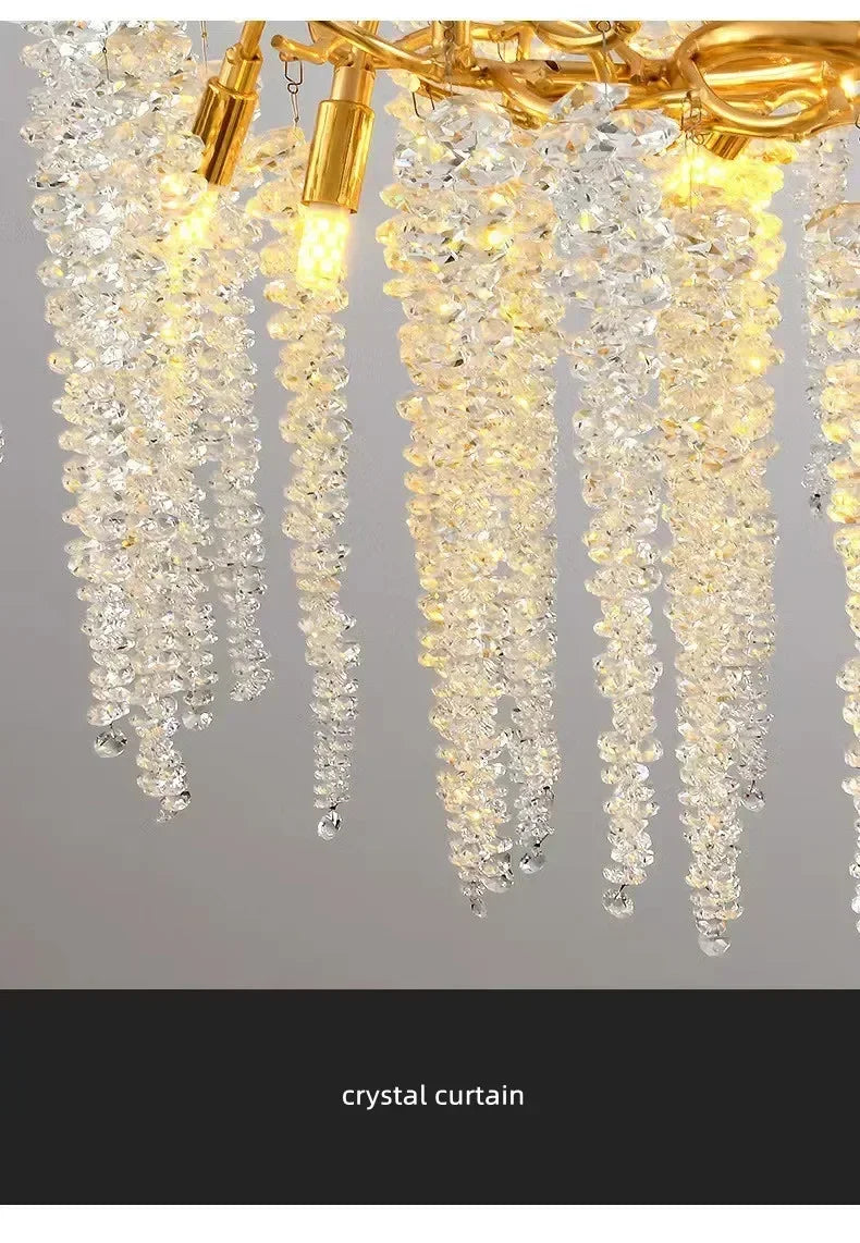 Modern Luxury Gold Branch Tassel Crystal LED Pendant Light Dining Room Living Room Indoor Home Decoration Atmosphere Fixtures Magic Electronics Sab22d4a15cc84876b92c62205f870a58M