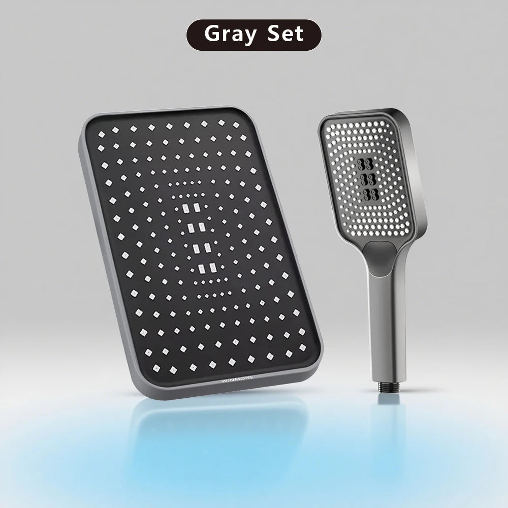 Large Flow High Pressure Shower Head Spray Bathroom Rain Shower Silicone Water-saving Nozzle Pressurization Handheld Accessories Gray Set Magic Electronics Sab239901515e40b08acb394d7d3e3369W Gray Set