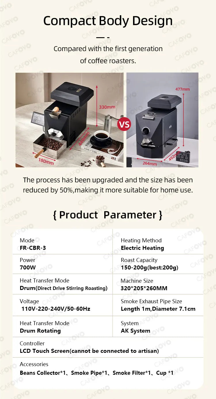 CAFOVO RE-3 Electric Coffee Bean Roaster Machine 200g Direct Fire Stirring Baking Intelligent Dual Mode for Home Use Magic Electronics Sab28b7d78bb34bf78a59de729019bbc0S
