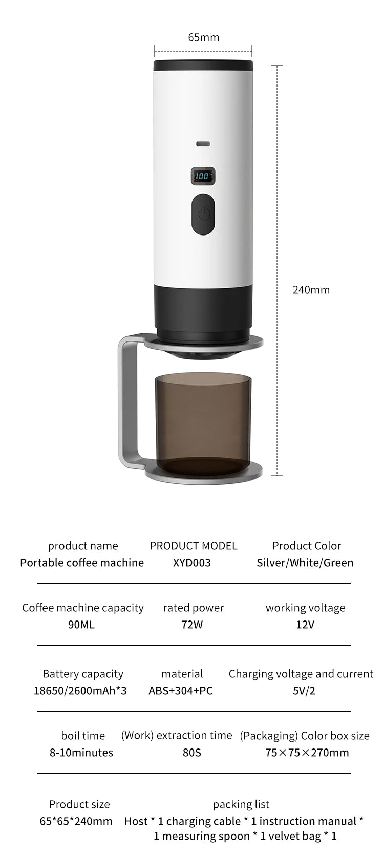 Portable Wireless Charging Coffee Machine 15BAR Multi-function 3 in 1 Fully Automatic Heating Overflow Capsule Coffee Machine Magic Electronics Saf869b2c8d3140f9b3a1af6e0eccb917s