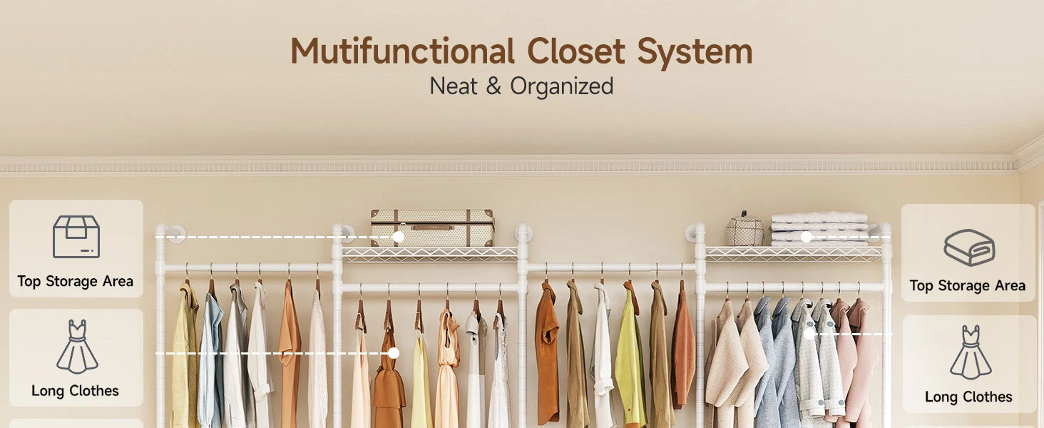 L4 Wall Mounted Industrial Pipe Clothes Rack, Closet Organizer System with Rods Expandable, Clothing Rack, Corner Garment Rack Magic Electronics Safd7d5314598436aa96620a9556d1488X