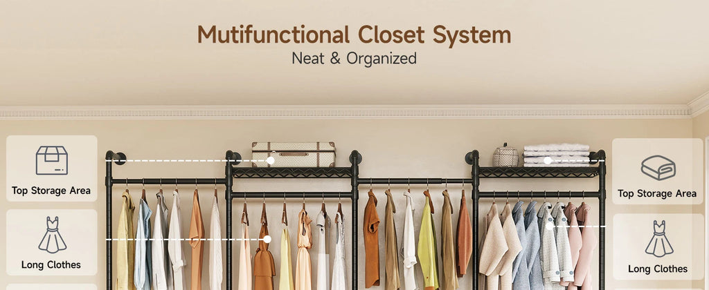 L4 Wall Mounted Industrial Pipe Clothes Rack, Closet Organizer System with Rods Expandable, Clothing Rack, Corner Garment Rack Magic Electronics Saff5ab49b89044ea8b7272ce3f98b36ef