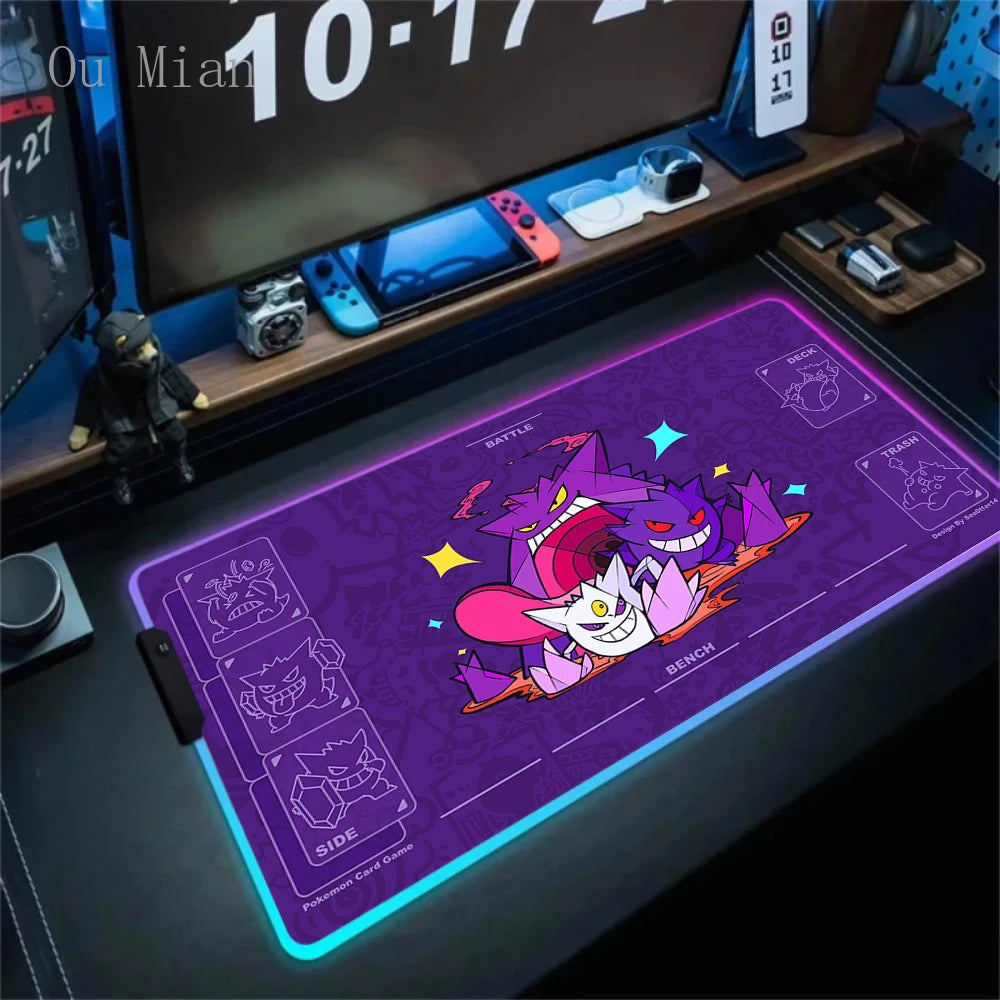 RGB G-Gengar Mousepad Pokemon LED Purple Mouse Pad Gaming Accessories Ghost Big Extended Keyboard Carpet PC Anime Desk Mats FF06622 Magic Electronics Sb036e69ce24440a49d5815732c691815o FF06622