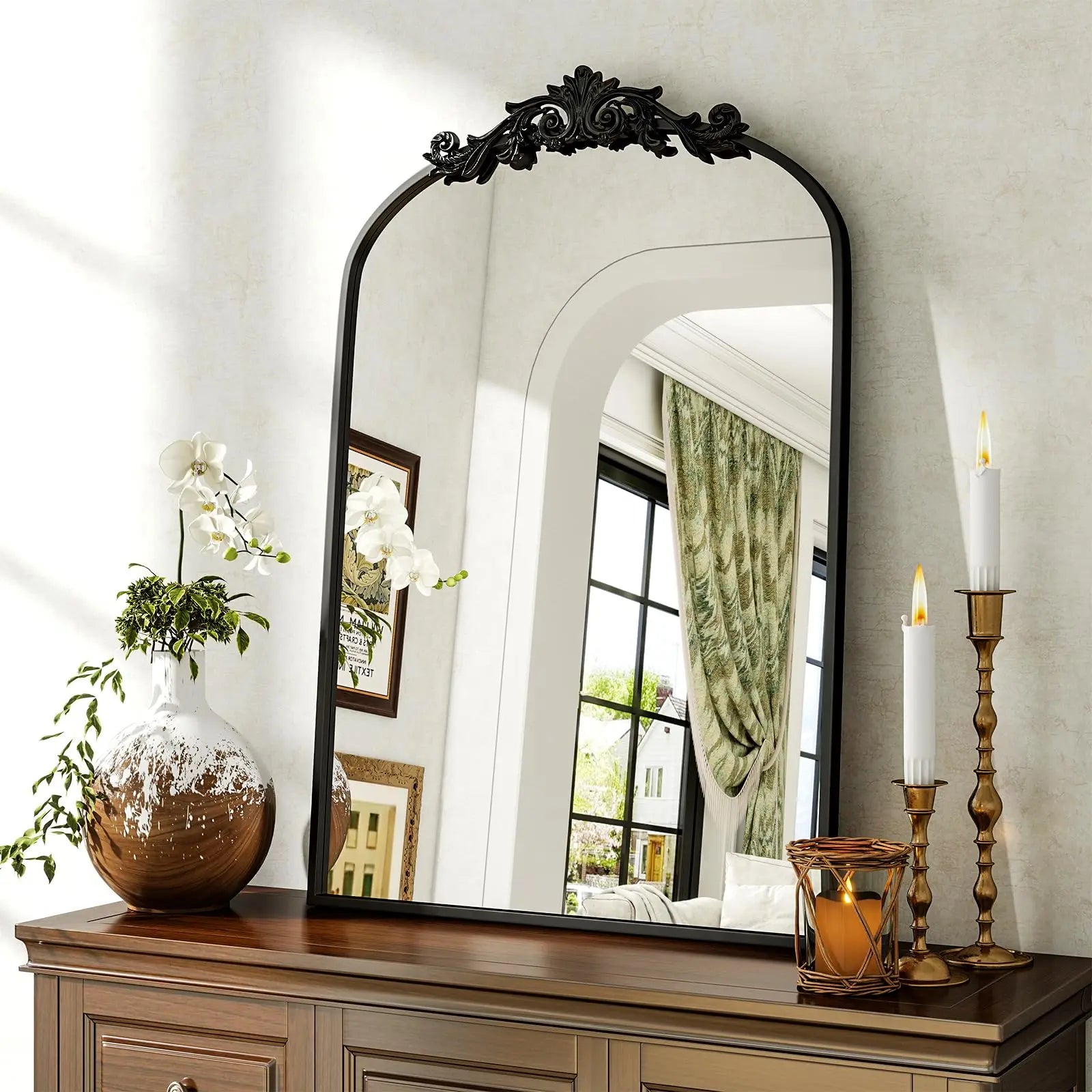 BEAUTYPEAK Vanity Wall Mirror Decorative Vintage Arch Bathroom Mirror Magic Electronics Sb2355d9abc9248b69e6353985fe01aden