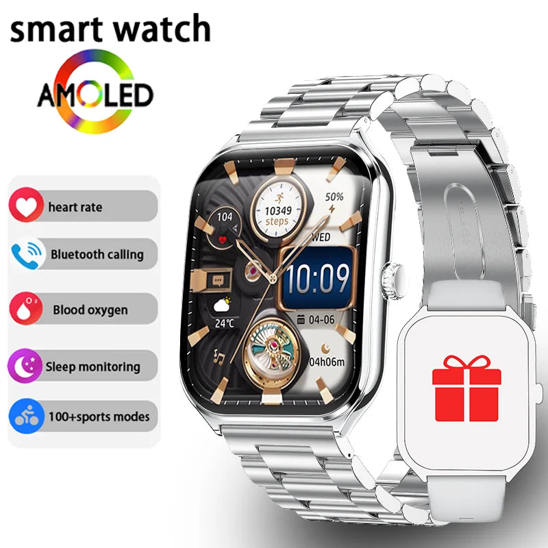 New Ultra Thin Smart Watch men 1.96" AMOLED 360*360 HD Pixel Display Always Show Time Call Reminder Smartwatch Ladies For huawei Silver steel strip Magic Electronics Sb2be28da02e64d50ac360bfcfc9aaf4dV Silver steel strip