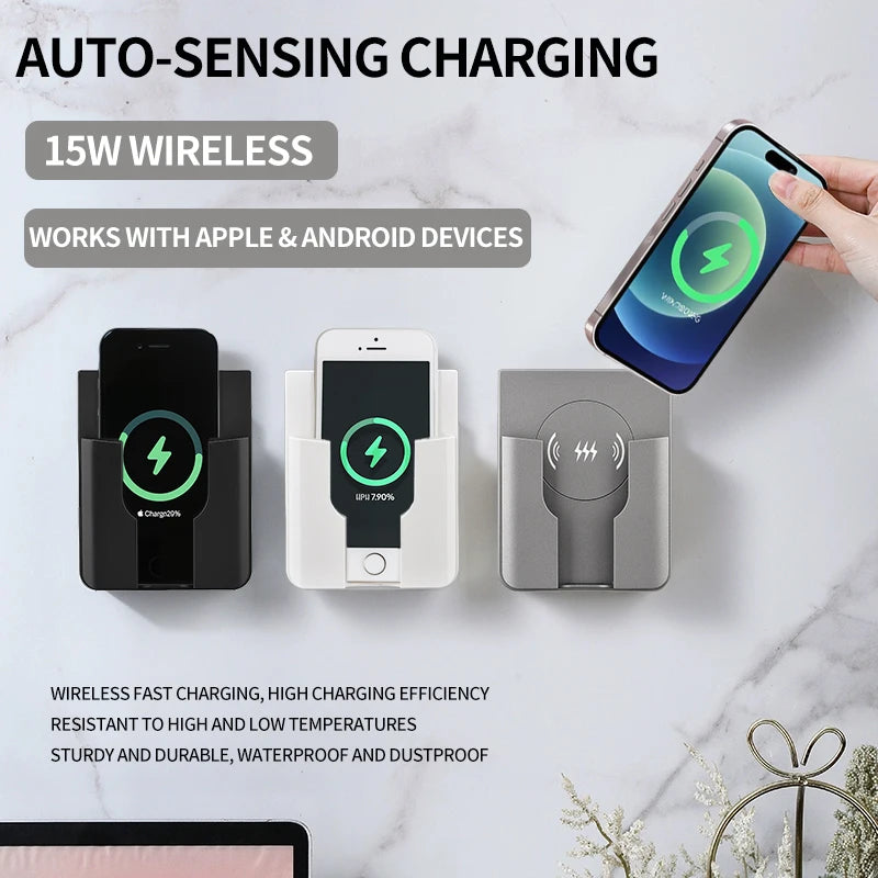15W Wall Mount Wireless Charger, Qi Universal Fast Charging Panel for iPhone & Android, Flush AC 110–220V In-Wall Phone Charger Magic Electronics Sb326076cd8164b8b8a7e8d105ce70d3dl
