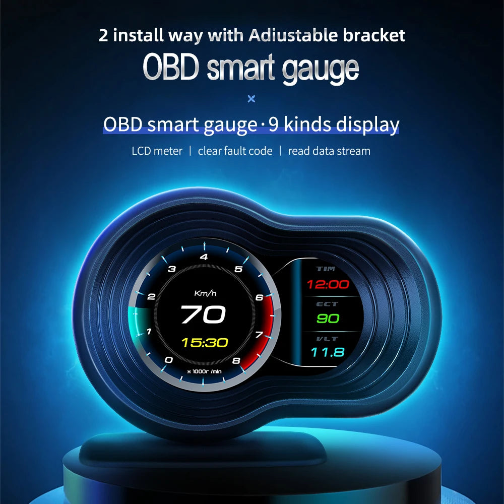 F9-OBD OBD2 GPS HUD Head Up Display Car Digital Speedometer Auto Over speed Alarm Meter Water Temp Fuel Consumption Gauges - Magic Electronics