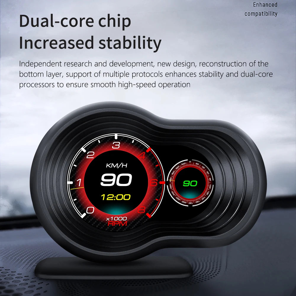 F9-OBD OBD2 GPS HUD Head Up Display Car Digital Speedometer Auto Over speed Alarm Meter Water Temp Fuel Consumption Gauges - Magic Electronics