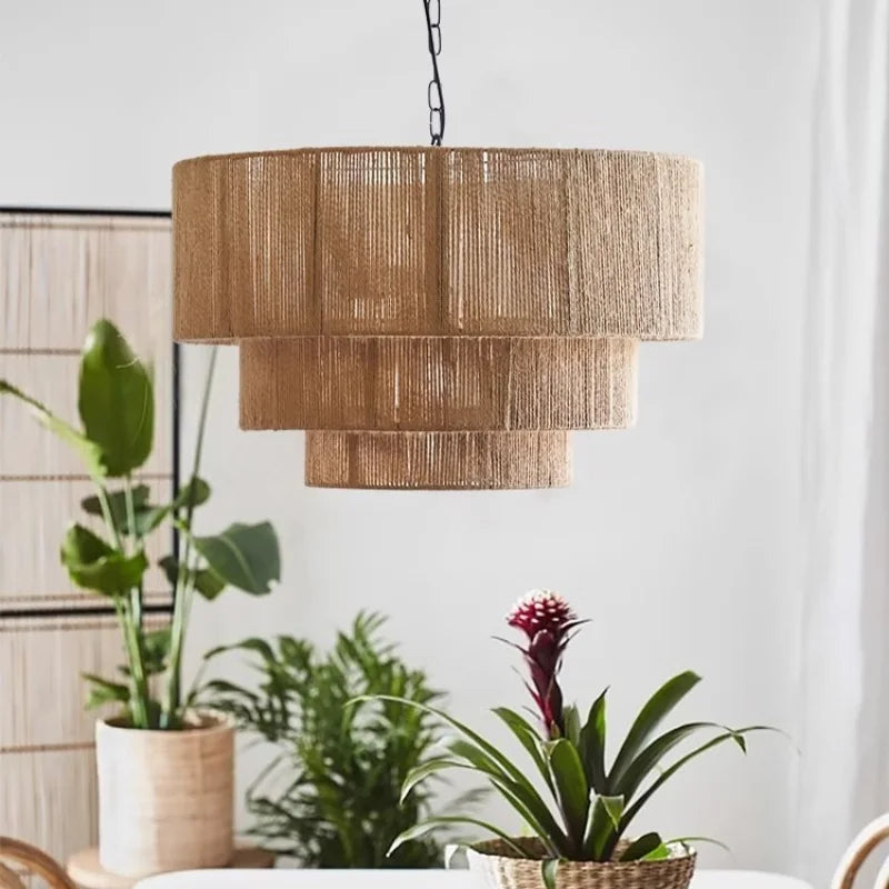 Nordic Hemp Rope Pendant Lights Wabi Sabi E27 Led Chandeliers For Dining Room Minimalism Hanging Lamp Bedroom Light Fixtures Magic Electronics Sb42816c2e9094cd6a00c8c6ecdc9a437F