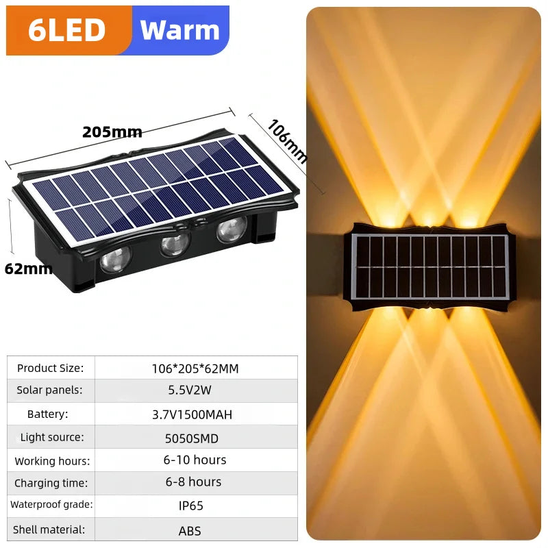 Solar LED Light Wall Lamp Outdoor Waterproof High Brightness Up And Down Luminous Lighting for Outdoor Garden Decoration - Magic Electronics