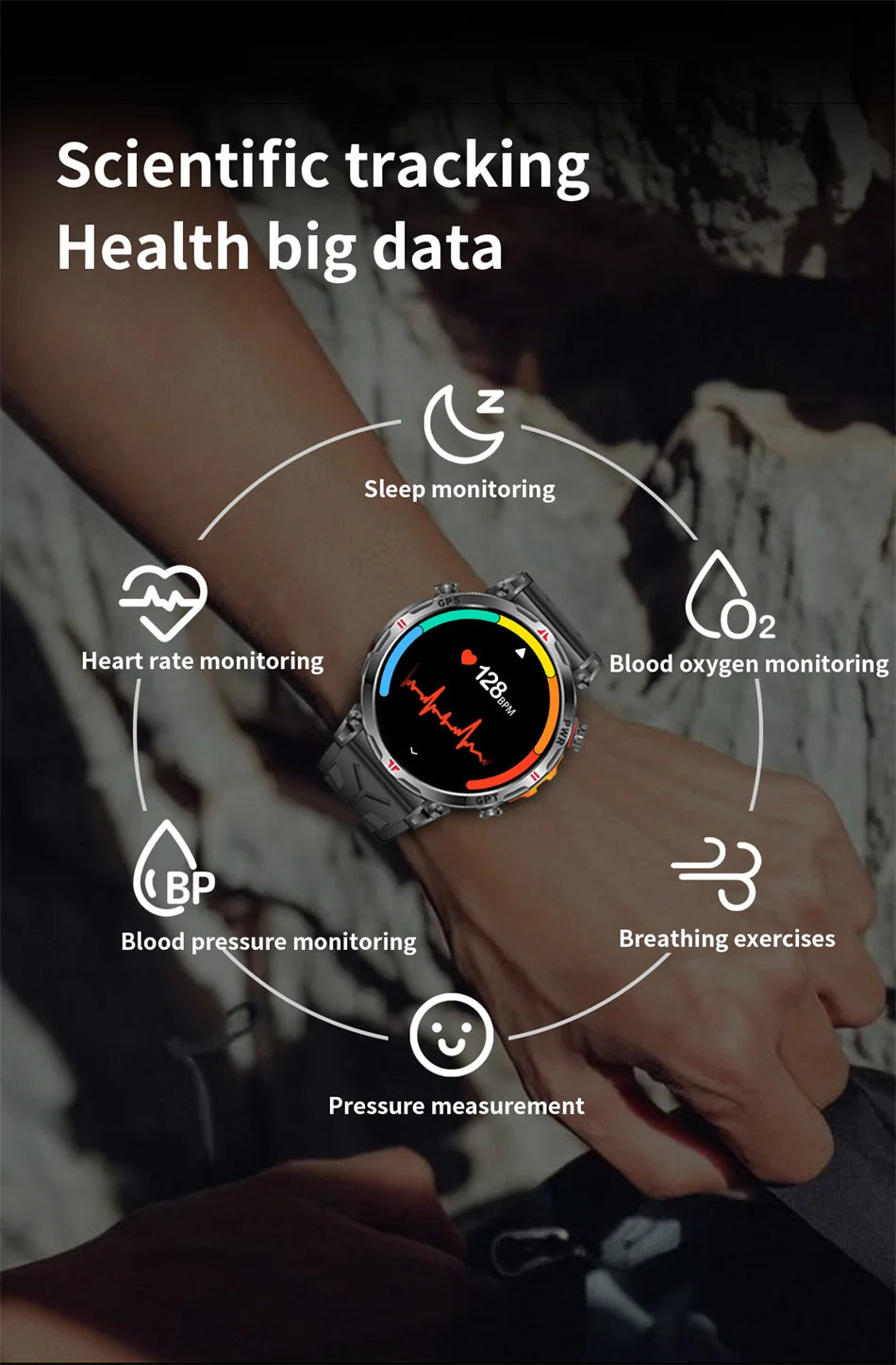 2026 New Outdoor Sports Smartwatch Men GPS Positioning 650mAh HD Call 1.56-inch AMOLED Screen Compass 5ATM Waterproof Watch Man - Magic Electronics