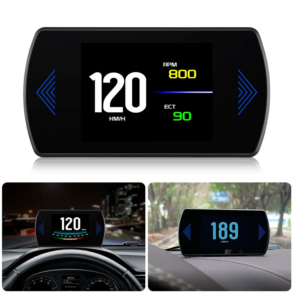 Multi-functions P12S Car HUD Head Up Display OBD2 On-board Computer Water Temp Fuel Consumption LCD Digital Speedometer Gauge Magic Electronics Sb58abc0b97f14837ae74ecf0344ea1c92