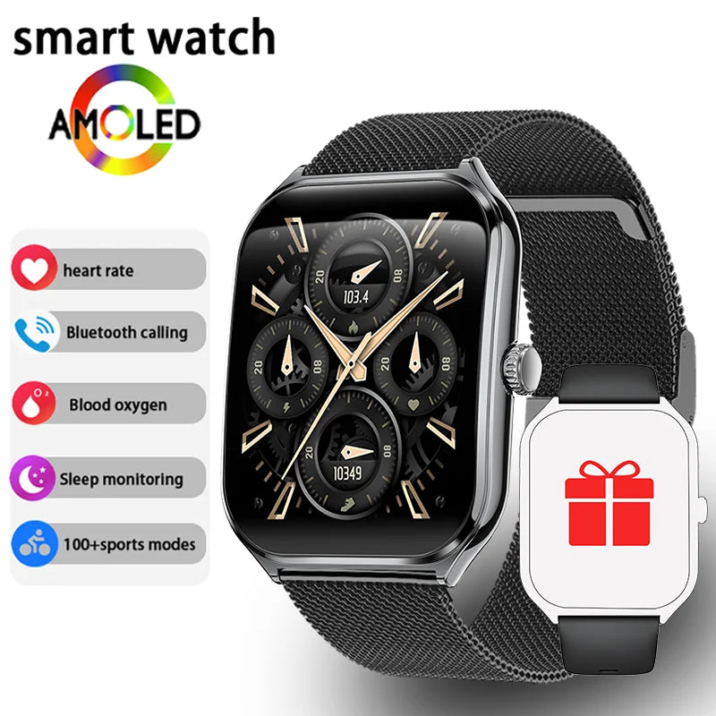 New Ultra Thin Smart Watch men 1.96" AMOLED 360*360 HD Pixel Display Always Show Time Call Reminder Smartwatch Ladies For huawei Black mesh belt Magic Electronics Sb5b8aa5531814d1ea3580446a68430dcp Black mesh belt