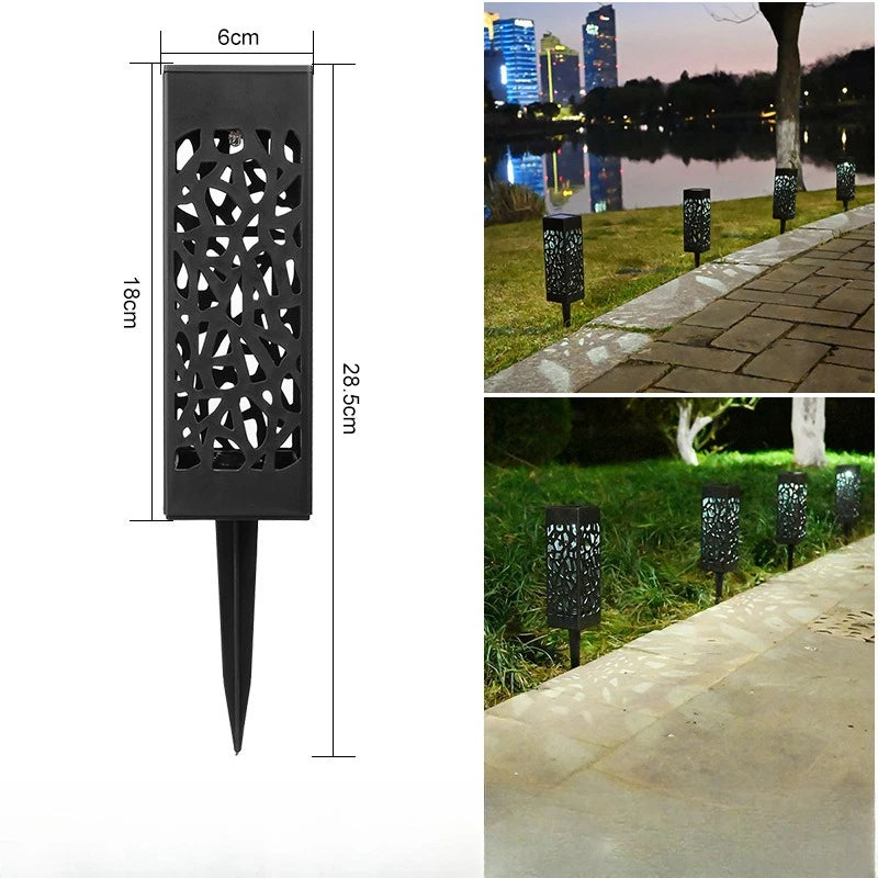 Solar Lawn Lights Outdoor Waterproof Garden Decoration LED Hollow Openwork Projection Light Yard Balcony Path Retro Night Lamp