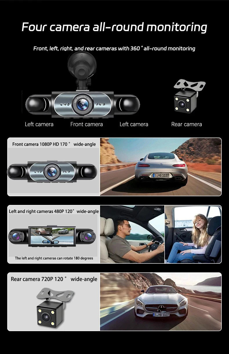 4 Channel Dash Cam 360° Car Video Recorder Black Box with Night Vision 24/7 Parking Monitor G-Sensor Loop Recording auto parts Magic Electronics Sb5e445e7c675440aa2981db13262edecJ