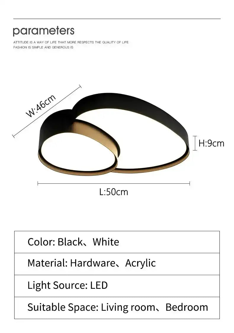 Modern Living Room LED Ceiling Lights Nordic Home Decor Indoor Bedroom Lamp Black White AC 90-260V Ceiling Chandeliers Lighting - Magic Electronics