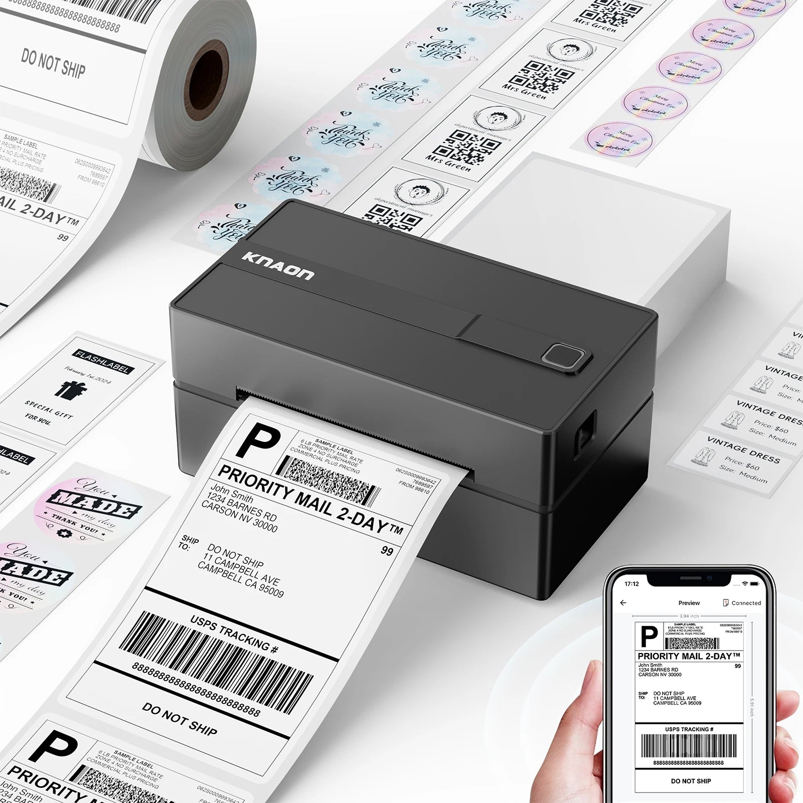 Thermal Label Printer -4x6 Shipping Label Printer for Small Business, Home Use - Compatible with Android, iPhone and Windows - Magic Electronics