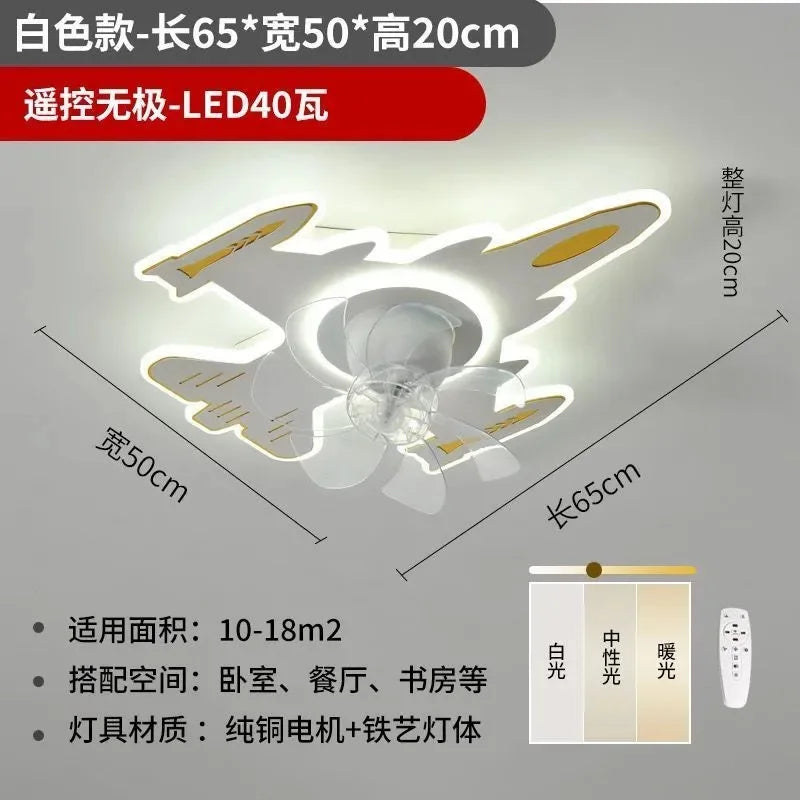 View details for Ceiling Fan with Light Aircraft Ceiling Fan with Remote Control LED Dimming Ceiling Lamp Chandelier Lighting for Children's Room Ceiling Fan with Light Aircraft Ceiling Fan with Remote Control LED Dimming Ceiling Lamp Chandelier Lighting 