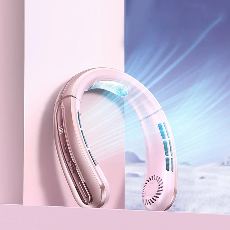 Lenovo Hanging Neck Fan Digital Display Power Ventilator Bladeless Neckband Fan Mini Air Cooler USB Rechargeable Electric Fans