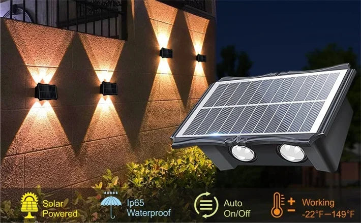 Solar LED Light Wall Lamp Outdoor Waterproof High Brightness Up And Down Luminous Lighting for Outdoor Garden Decoration - Magic Electronics
