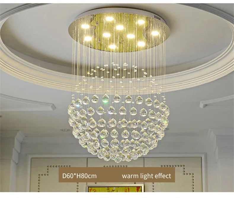 Round K9 Crystal Ball Led Ceiling Chandelier Pendant Lamp for Living Dining Room Cristal Lustre Bedroom Home Decor Light Fixture Magic Electronics Sba22f1bf23794e5591fff95475f29b0ep