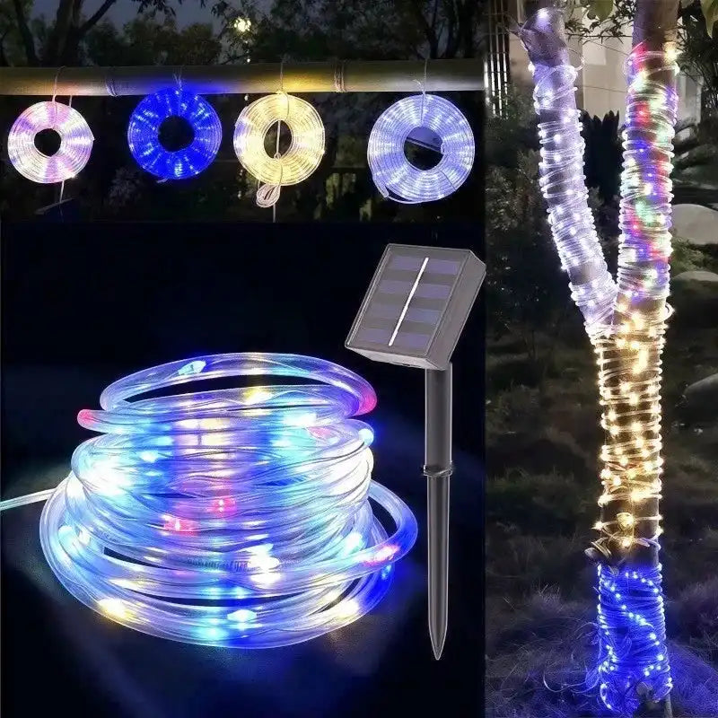 Solar String Lights Outdoor Waterproof LED Strip Rope Tube Lamp Christmas Fairy Garland String Lights for Garden Tree Yard Fence - Magic Electronics