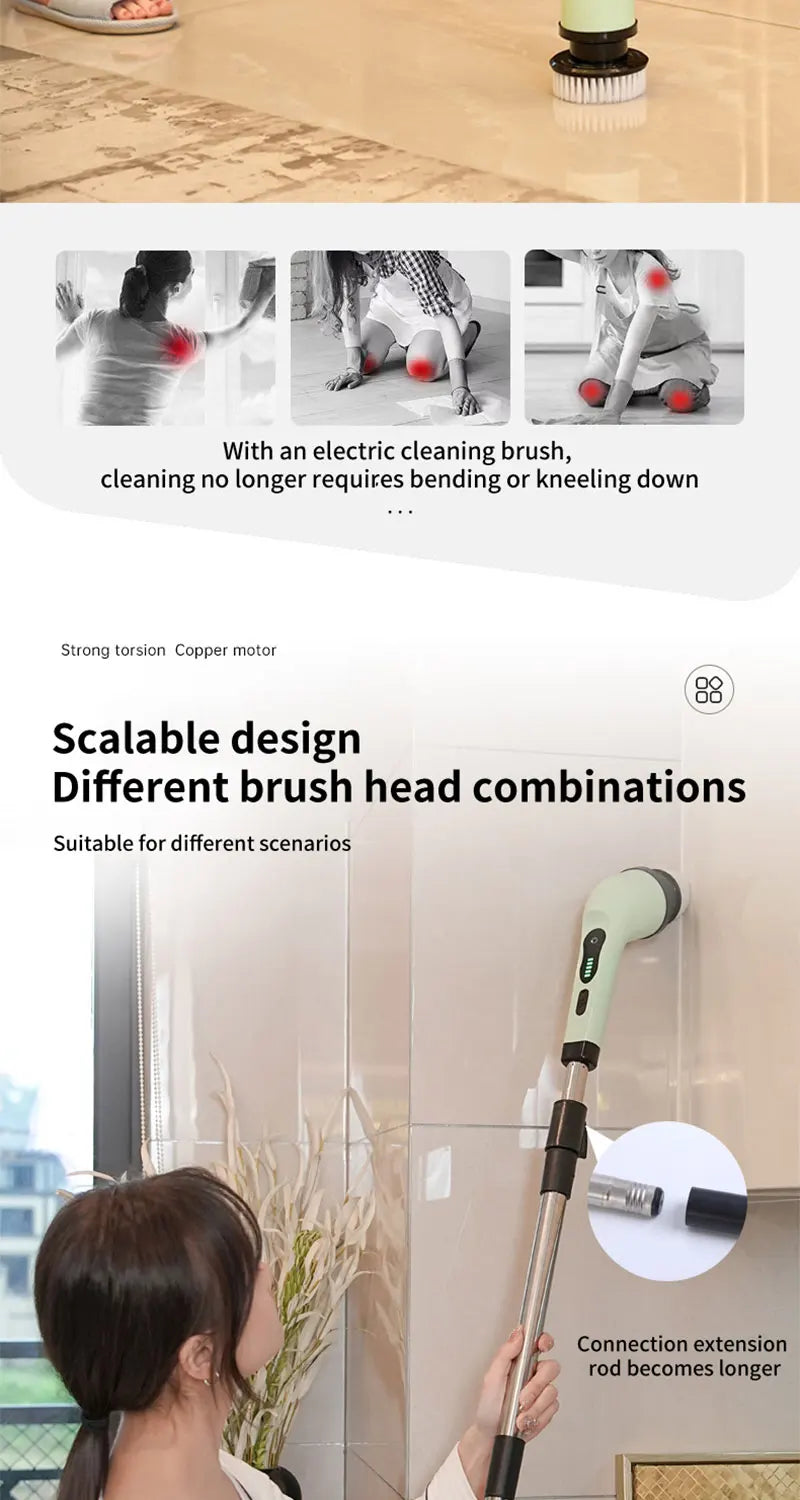 Electric Bathroom Cleaning Brush 9-in-1 Wireless Household Rotation Cleaning Brush for Bathroom Kitchen Toilet Cleaning Scrubber Magic Electronics Sbac232eedb374925a4ccb0e1fa1c65eb0