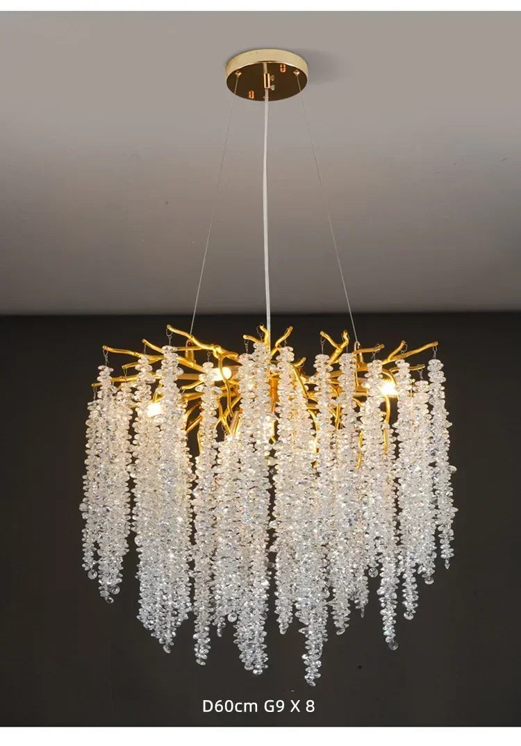 Modern Luxury Gold Branch Tassel Crystal LED Pendant Light Dining Room Living Room Indoor Home Decoration Atmosphere Fixtures Magic Electronics Sbbf2a11deebf4664b184accef6fd3c21M