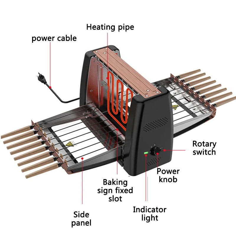 Barbecue Grill Household Automatic Rotating Skewers Machine Smokeless Rotary Electric Grill 220V/1200W Barbecue Grill Magic Electronics Sbdb231aa19b94a95b6faef37a21f8425M
