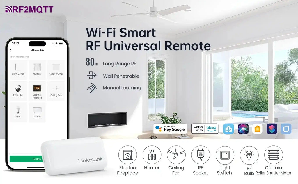 LinknLink eHome HA Wi-Fi Smart RF Universal Remote Controller for Light Switch,Ceiling Fan,Roller Shutter,RF2MQTT Home Assistant - Magic Electronics