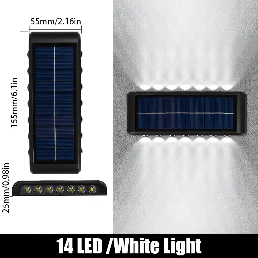Solar Wall Lamp Outdoor Waterproof Solar Lights Up And Down Convex lens Lighting For Garden Street Landscape Balcony Outdoor Dec - Magic Electronics